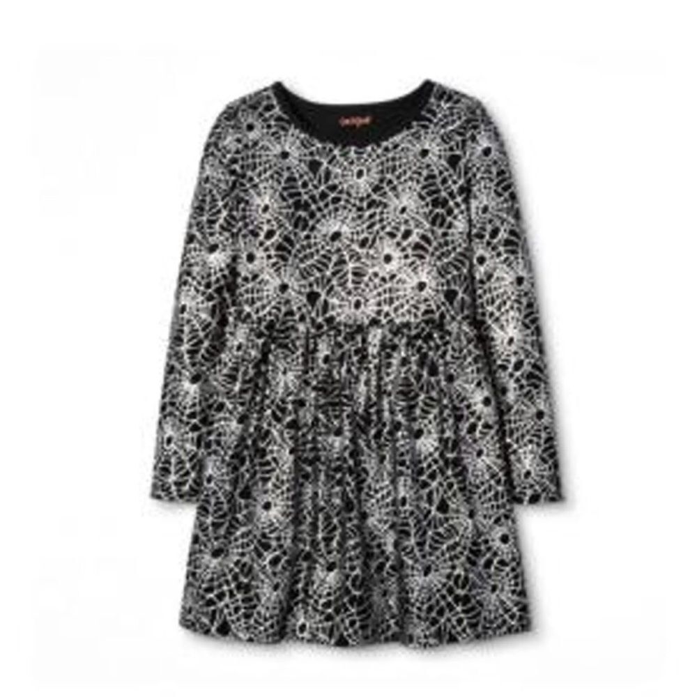 Cat & Jack Black Spiderweb Print Dress Sz S/6